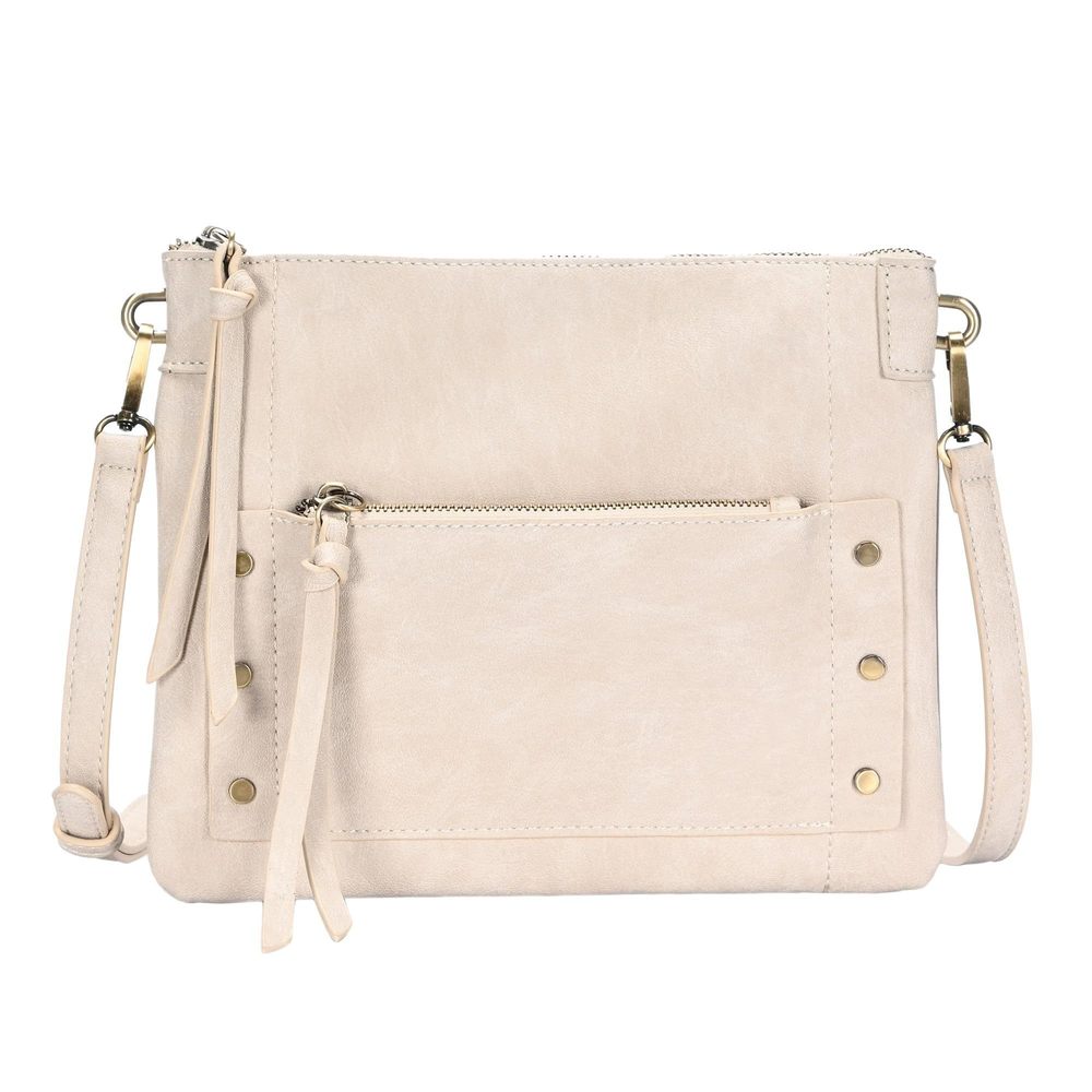 The Savannah Crossbody Shoulder Bag - Bone Vegan Leather Bag Shoulder Bag :3